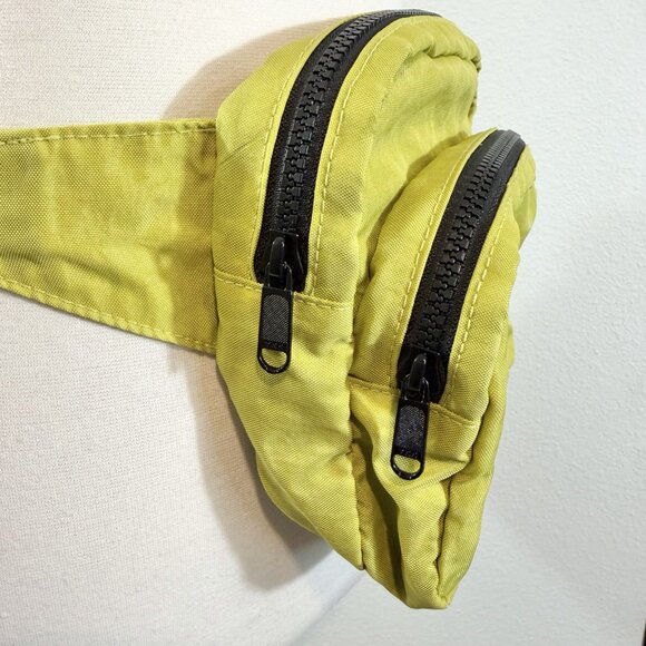 Baggu Fanny Pack Chartreuse OG White Logo Strap Double Zip Crossbody Bag Travel - Picture 5 of 16